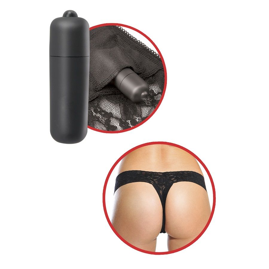 Comprar Fetish Fantasy Serie Tanga De Encaje Negro Con Vibrador – Diseño Elegante Para Placer Intenso-Noxtic