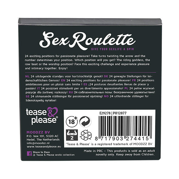 Comprar Tease and Please Sex Roulette – Juego Divertido Para Desafíos Eróticos Sorprendentes-Noxtic