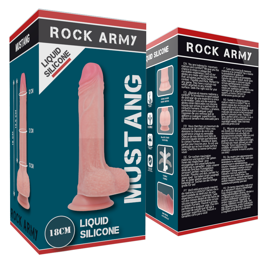 ROCKARMY Mustang Dildo Realista – Silicona Médica Para Placer Confiable y Sensacional