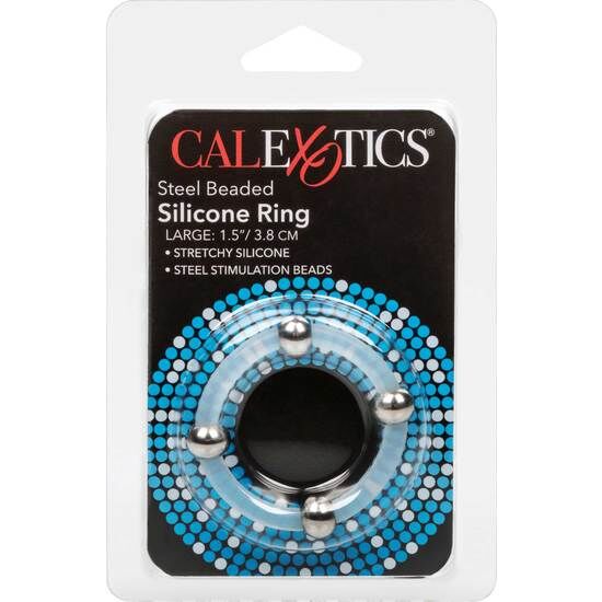 Comprar CALEXOTICS Anillo De Silicona Con Cuentas De Acero Talla L – Anillo Ultra Elástico Para Mayor Placer Compartido-Noxtic