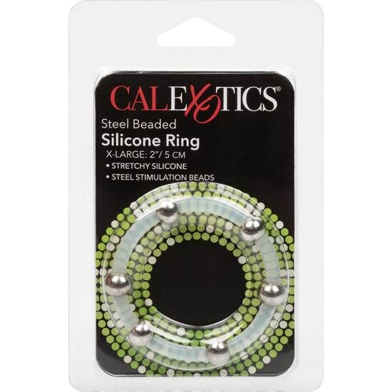 Comprar CALEXOTICS Anillo De Silicona Con Cuentas De Acero Talla XL – Diseño Ergonómico Para Estimulación Única-Noxtic