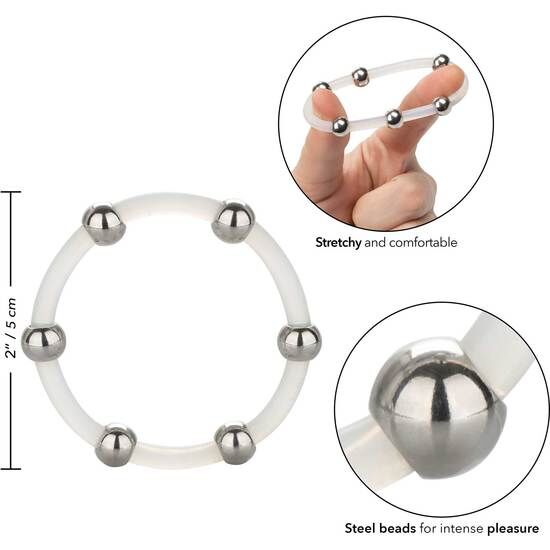 Comprar CALEXOTICS Anillo De Silicona Con Cuentas De Acero Talla XL – Diseño Ergonómico Para Estimulación Única-Noxtic