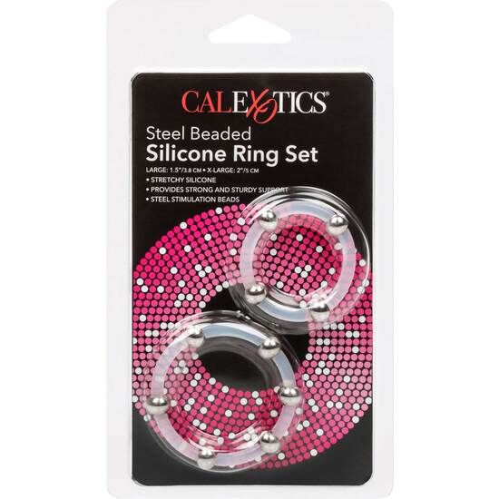 Comprar CALEXOTICS Kit De 2 Uds Anillo De Silicona Con Cuentas De Acero – Anillo Ultra Elástico Para Placer Compartido-Noxtic