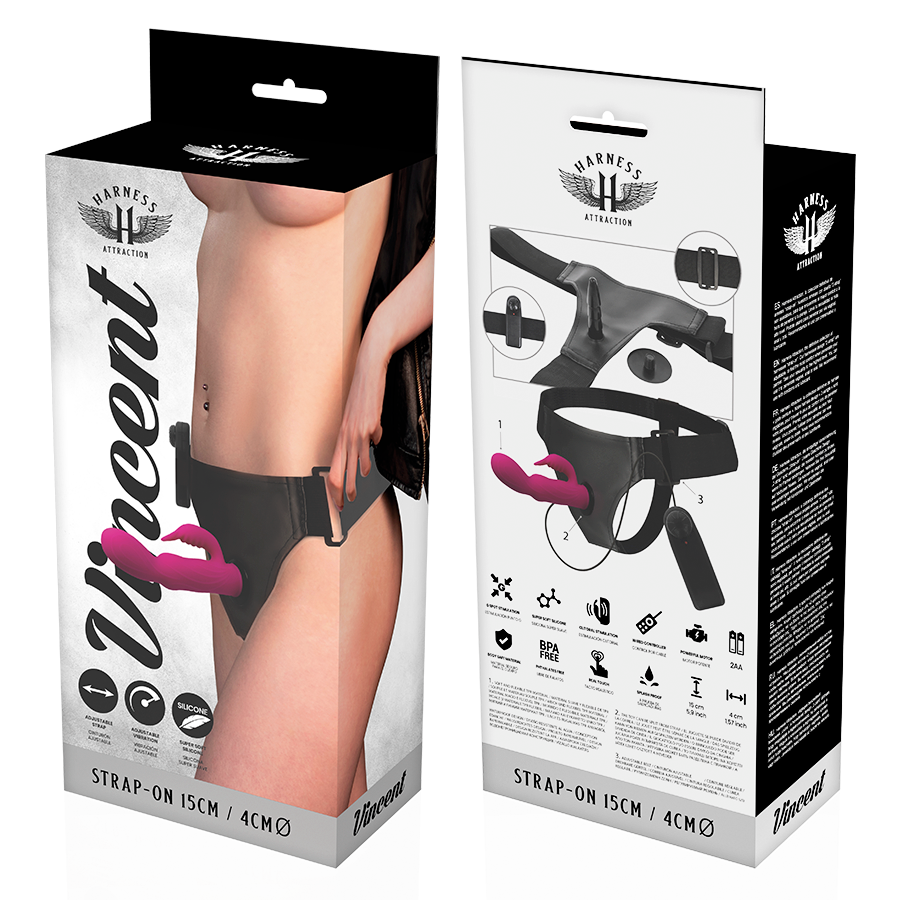 Comprar Harness Attraction Arnés Vibrador Rabbit Vincent 15 Cm – Diseño Versátil Para Placer Sensorial-Noxtic