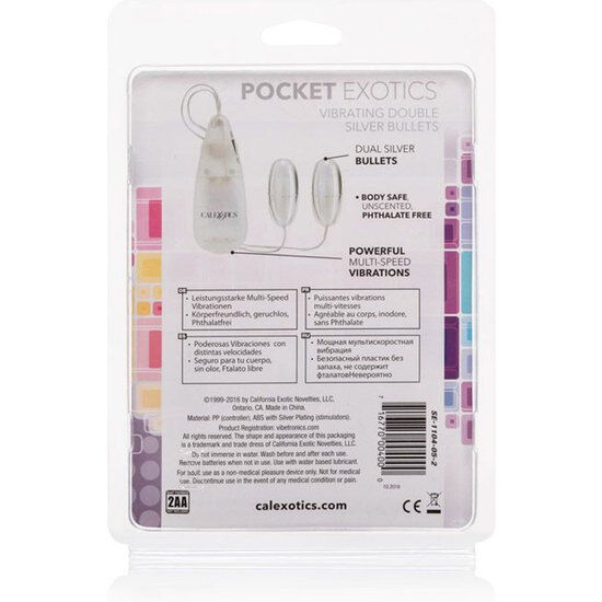 Comprar CALEXOTICS Balas Vibradoras Doradas Duo Silver – Diseño Elegante Para Placer Intenso-Noxtic