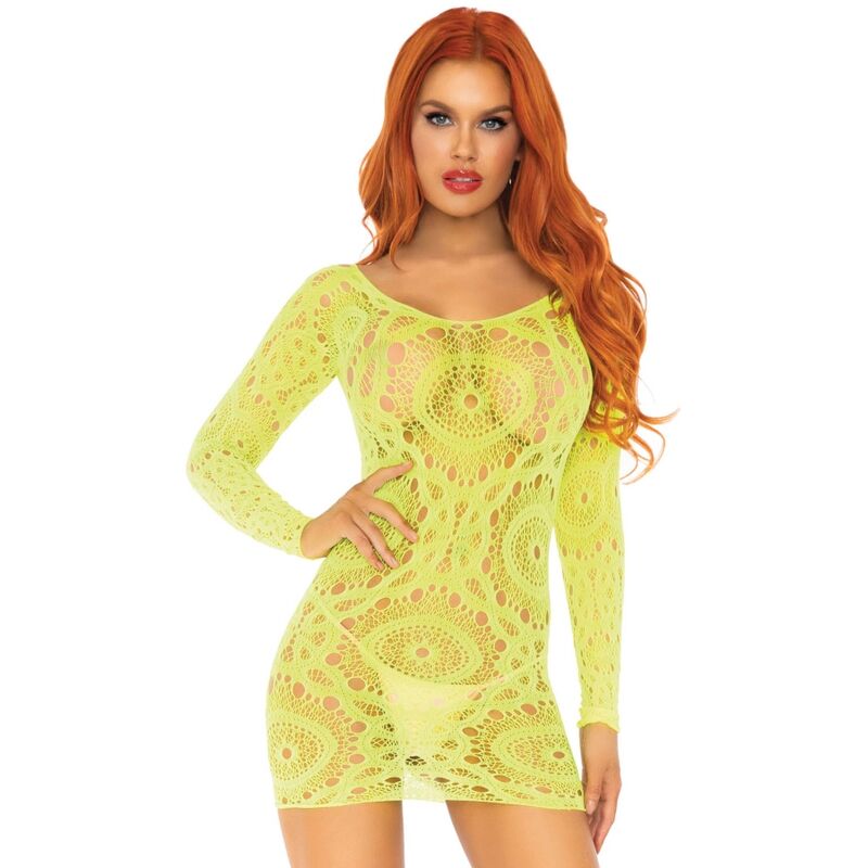 Comprar LEG AVENUE Mini Vestido De Encajes Manga Larga Neon – Diseño Seductor Para Una Comodidad Elegante-Noxtic