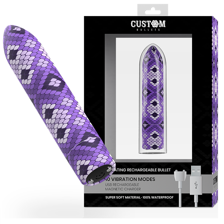 Comprar Custom Bullets Bala Recargable Snake Lila – Diseño Ergonómico Con 10 Intensidades De Placer-Noxtic