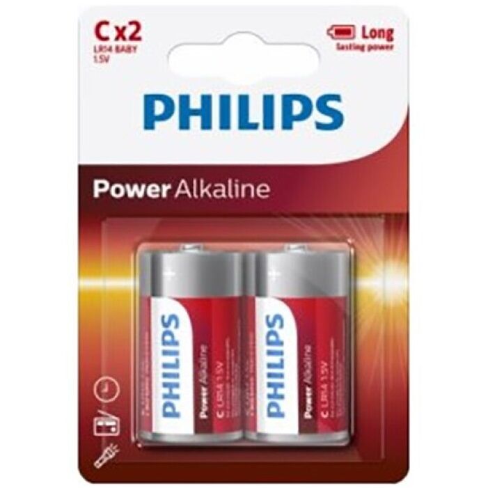 Comprar PHILIPS Power Alkaline Pila C LR14 Blister 2 – Energía Duradera Para Dispositivos Electrónicos-Noxtic