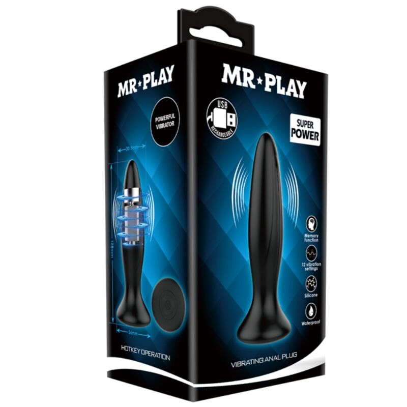 Comprar MR PLAY Plug Anal Vibrador Negro – Diseño Ergonómico Con 12 Modos De Vibración-Noxtic