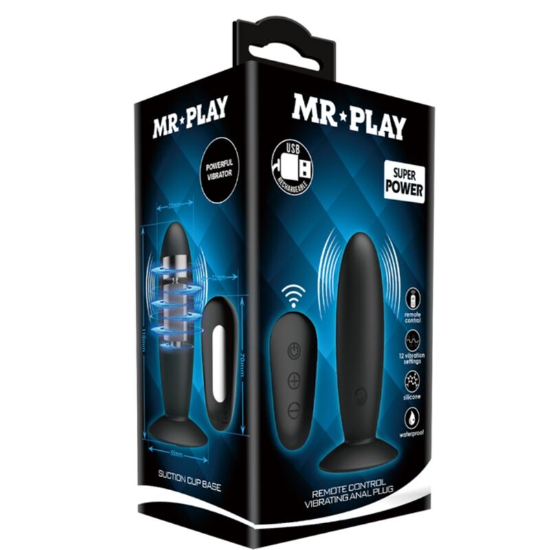 Comprar MR PLAY Plug Anal Vibrante Negro – 12 Modos De Vibración Con Resistencia Al Agua-Noxtic