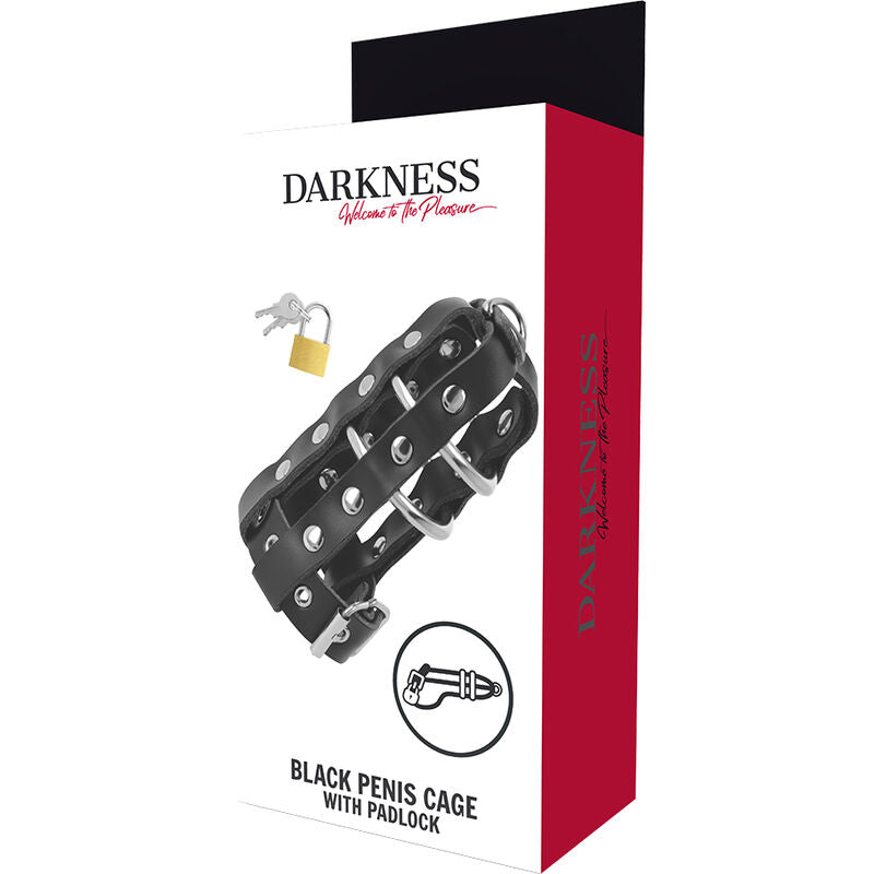 Comprar DARKNESS Jaula De Castidad De Cuero Vegano – Ajuste Personalizable Con Aros De Diferentes Tamaños-Noxtic
