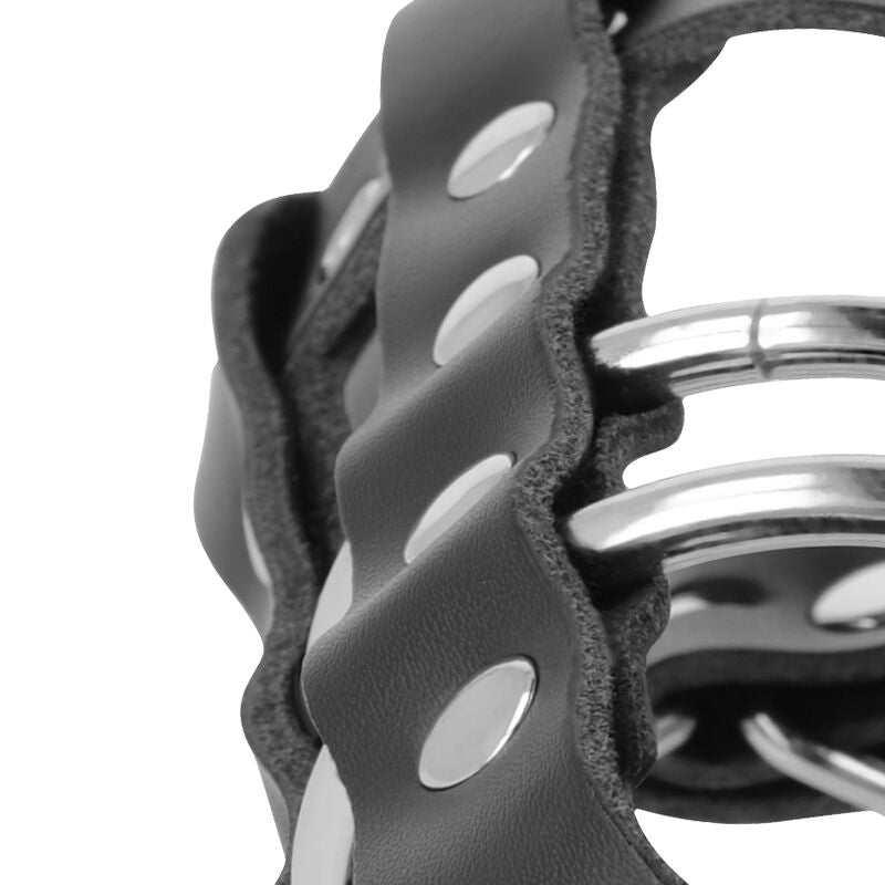 Comprar DARKNESS Jaula De Castidad De Cuero Vegano – Ajuste Personalizable Con Aros De Diferentes Tamaños-Noxtic