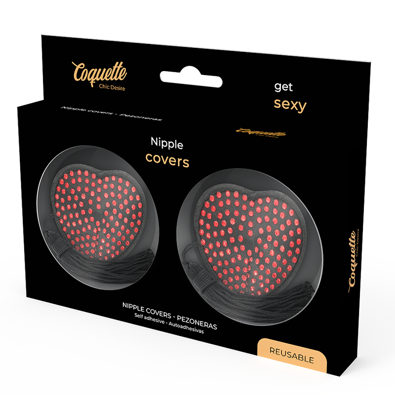 Comprar Coquette Chic Desire Cubre Pezones Rojo Negro – Fáciles De Usar Con Cinta Autoadhesiva-Noxtic