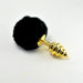 Plug Anal de Metal en Espiral con Pompon Negro