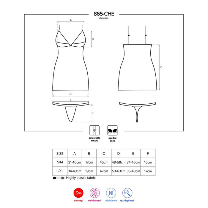 865 CHE 1 Chemise y Tanga Negro