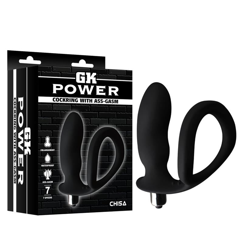 Anillo para el Pene con Plug Anal Negro