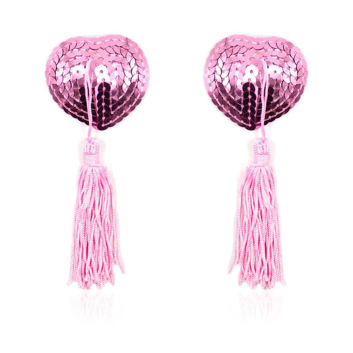 Pezoneras Autoadhesivas Forma de Corazon con Lentejuelas Rosa
