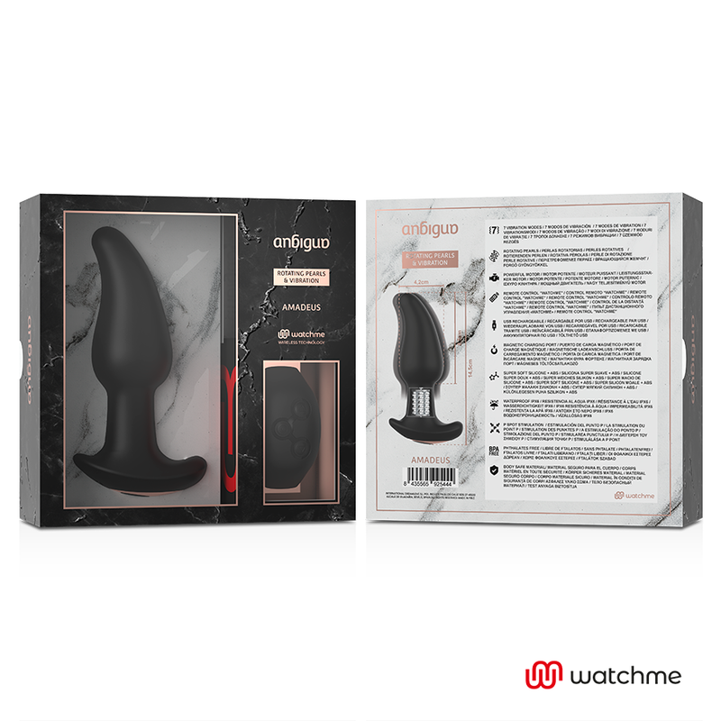 ANBIGUO Watchme Control Remoto Vibrador Anal – Estimulador Con Rotación De Perlas Para Placer Personalizado