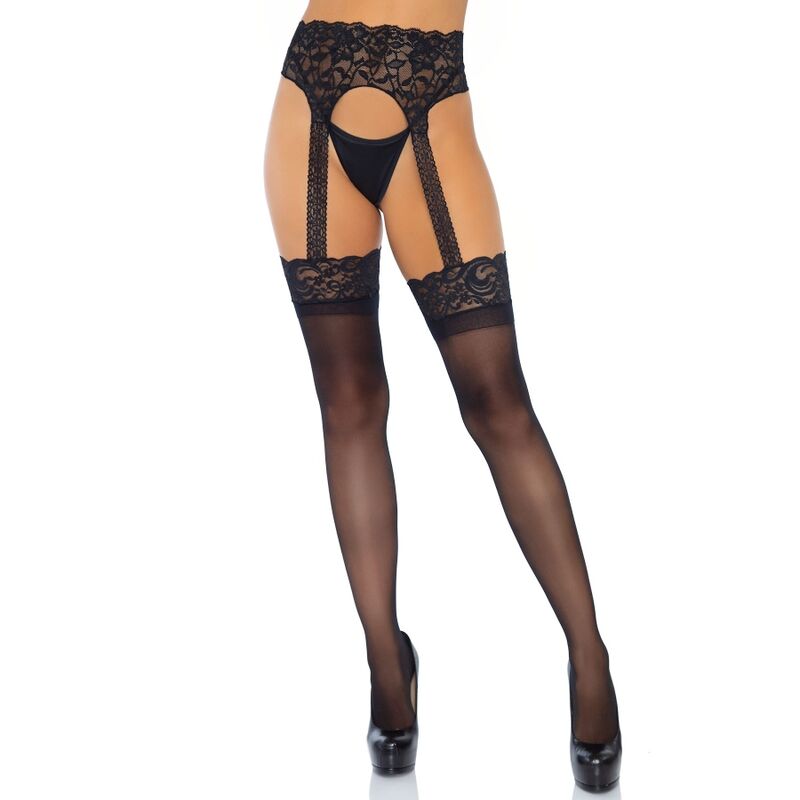 Leg Avenue Medias Con Ligero Opacas Talla Única – Elegancia Y Comodidad Con Encaje De Cintura Alta