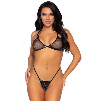 Comprar LEG AVENUE Conjunto De Rejilla Y Strass – Elegancia Seductora Con Top Y Tanga-Noxtic