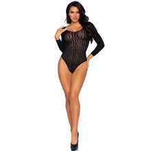 Comprar Leg Avenue Teddy Diseño Mosaico Talla Única – Body Transparente Con Atractivo Dibujo Geométrico-Noxtic