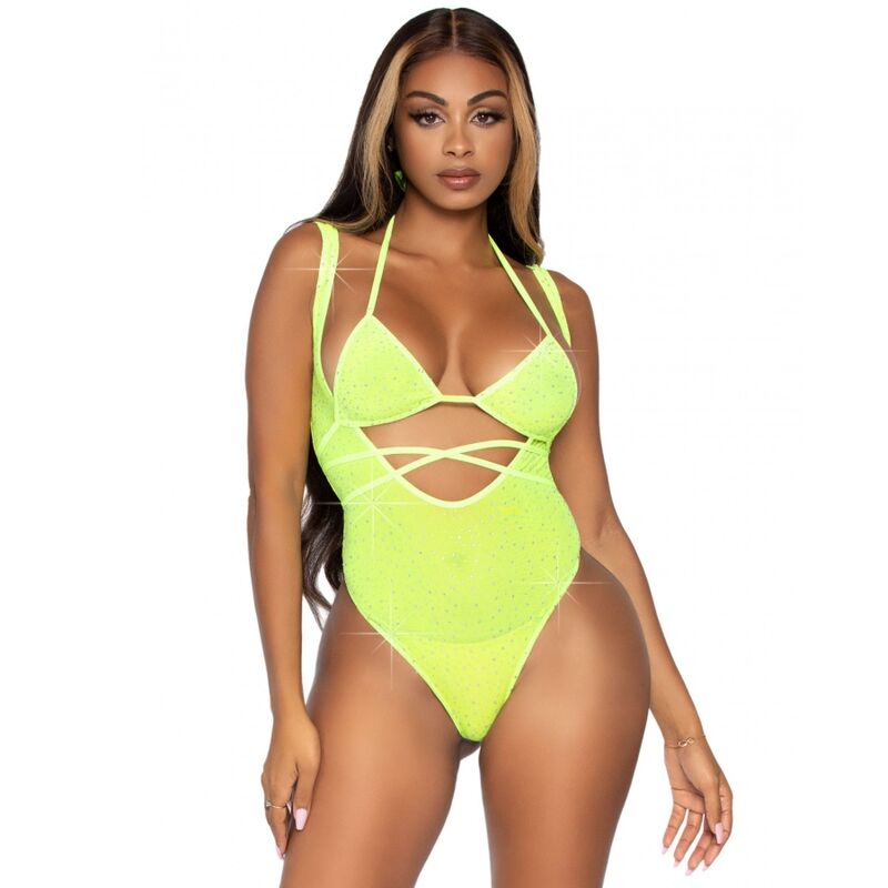 Comprar LEG AVENUE Bikini Top Y Body Talla Única – Conjunto Elegante Con Diseño Seductor De Red Y Strass-Noxtic