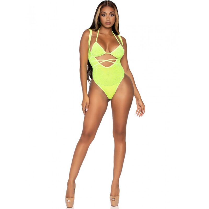 Comprar LEG AVENUE Bikini Top Y Body Talla Única – Conjunto Elegante Con Diseño Seductor De Red Y Strass-Noxtic
