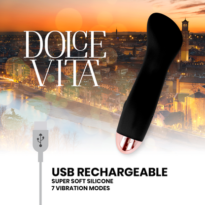 DOLCE VITA Vibrador Recargable One Negro – Diseño Elegante Con 7 Velocidades Para Placer Personalizado