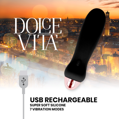 Vibratore ricaricabile DOLCE VITA Five Nero – Design ergonomico con sette velocità regolabili