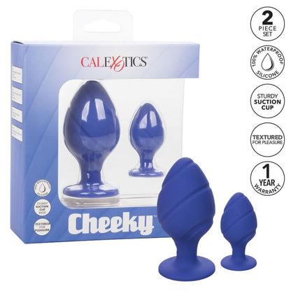 CALEXOTICS Cheeky Anal Plugs Viola – Design con texture individuale e base a ventosa per un utilizzo sicuro
