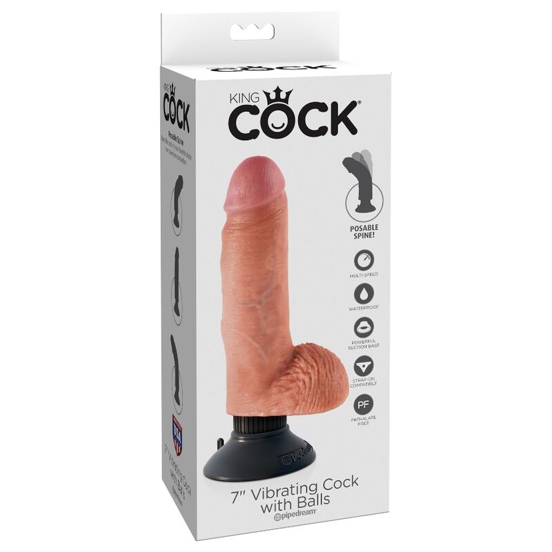 KING COCK Dildo Vibrador 17.78 Cm Natural – Diseño Realista Para Placer Intenso