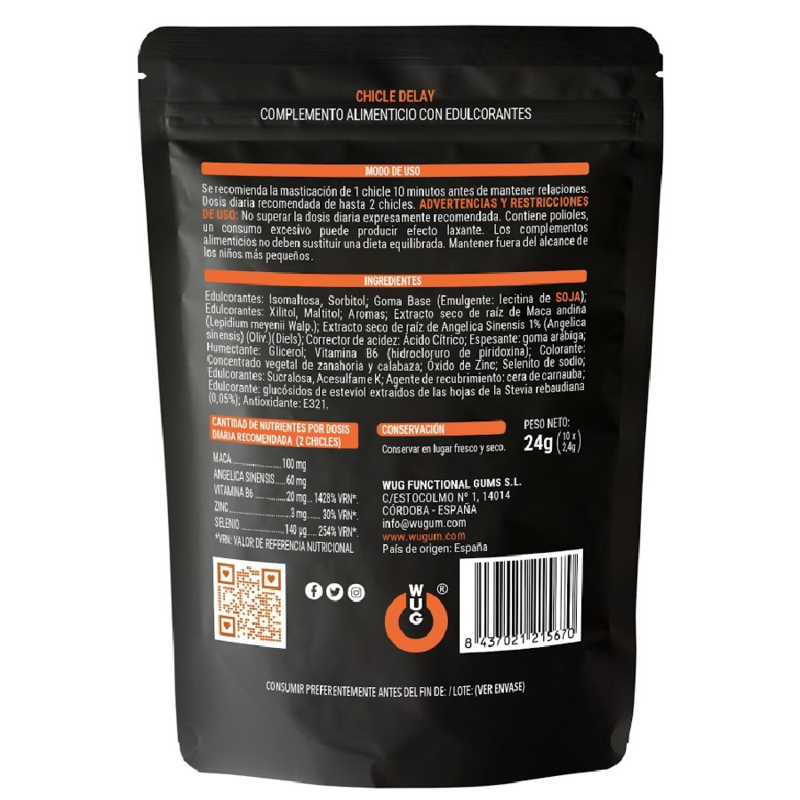 WUG Sex Sense Chicle Retardante – Mejora Tu Placer Con Ingredientes Naturales