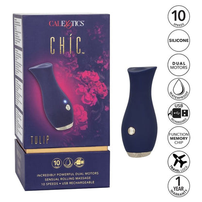 Massaggiatore CALEXOTICS Chic Tulip Blu – Design ergonomico per una stimolazione sensoriale unica