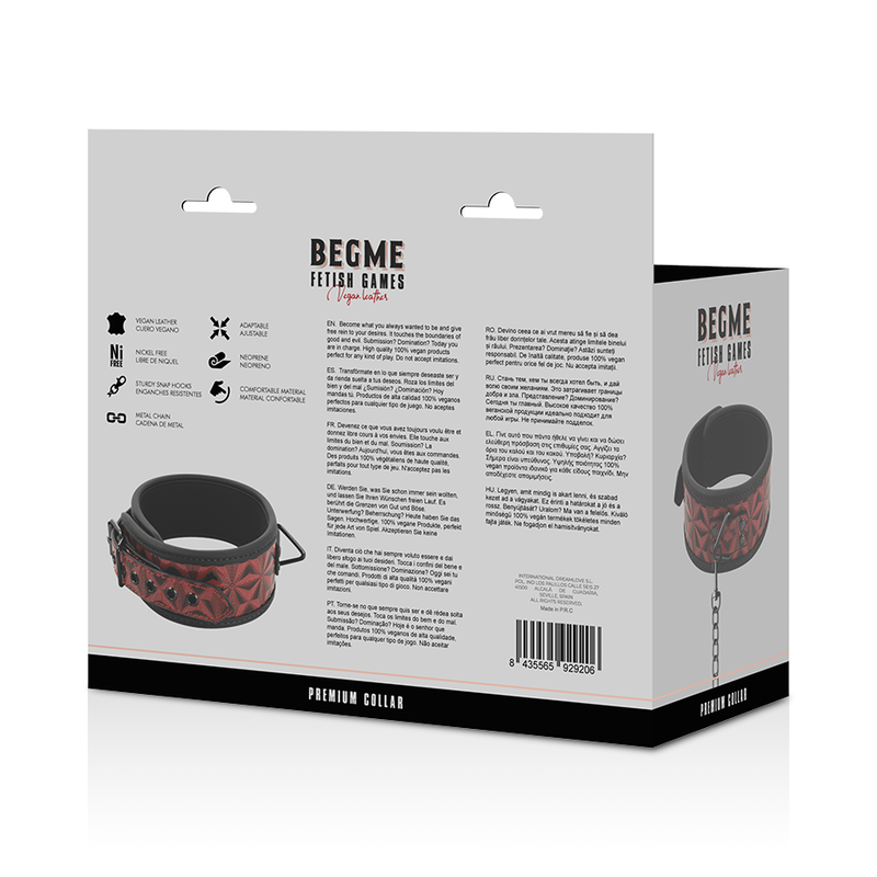 Collare BEGME Red Edition – Pelle vegana con fodera in neoprene per comfort e stile