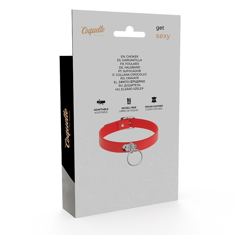 Collana in pelle vegana rossa Coquette Chic Desire – Accessorio regolabile per uno stile elegante