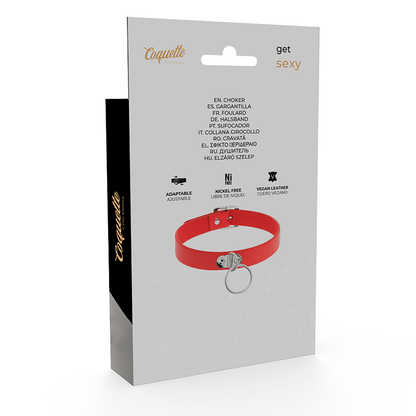 Collana in pelle vegana rossa Coquette Chic Desire – Accessorio regolabile per uno stile elegante
