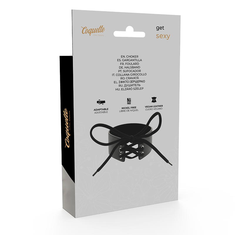 Comprar Coquette Chic Desire Choker Negro – Collar Ajustable De Cuero Vegano Para Estilo Moderno-Noxtic