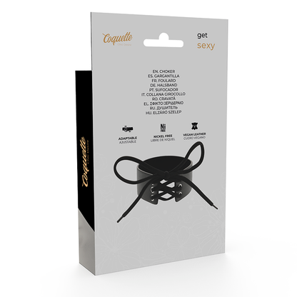 Comprar Coquette Chic Desire Choker Negro – Collar Ajustable De Cuero Vegano Para Estilo Moderno-Noxtic