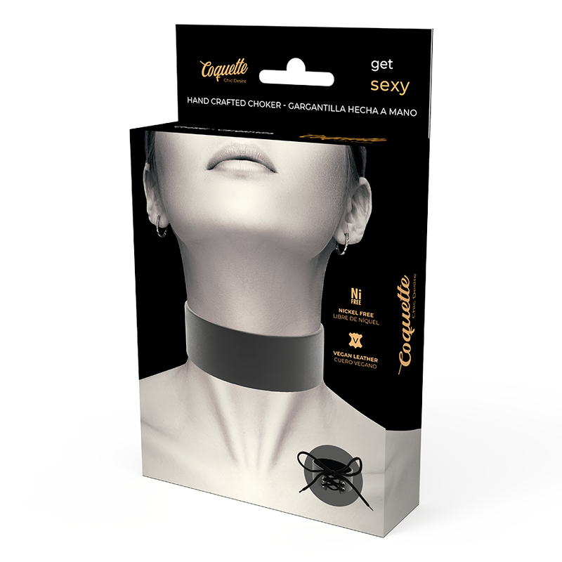 Comprar Coquette Chic Desire Choker Negro – Collar Ajustable De Cuero Vegano Para Estilo Moderno-Noxtic