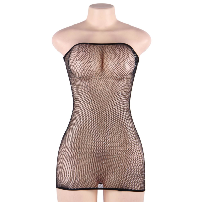 Comprar QUEEN LINGERIE Vestido Cuerpo De Red Con Brillantes – Lencería Seductora Que Realza La Sensualidad-Noxtic