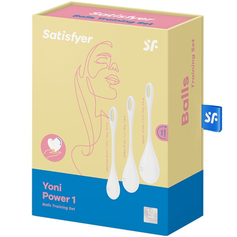 SATISFYER Yoni Power 1 Kit De Entrenamiento Blanco – Fortalece Los Músculos Del Suelo Pélvico Con Diseño Moderno
