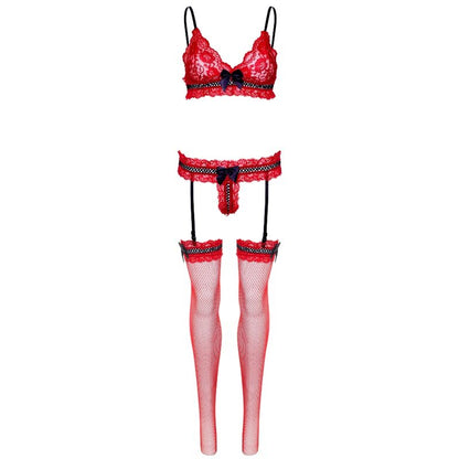 Comprar Leg Avenue Set Tres Piezas De Encajes Talla Única Rojo – Conjunto Elegante Para Realzar Tu Feminidad-Noxtic