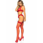 Comprar Leg Avenue Set Tres Piezas De Encajes Talla Única Rojo – Conjunto Elegante Para Realzar Tu Feminidad-Noxtic