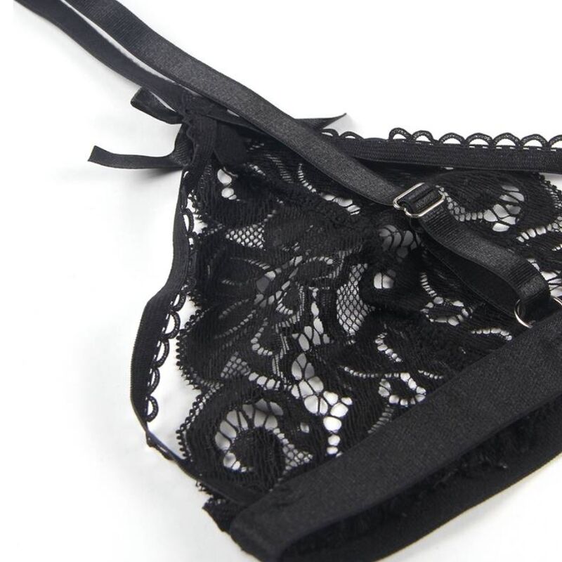 SUBBLIME SET - THREE-PIECE BRA + GARTER BELT + THONG L/XL