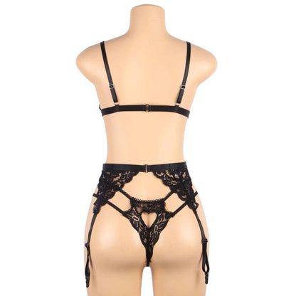 SUBBLIME SET - THREE-PIECE BRA + GARTER BELT + THONG L/XL