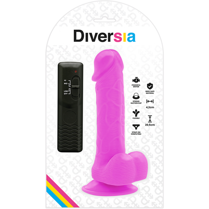 DIVERSIA Dildo Realistico Flessibile Viola – Vibrante con Design Ergonomico per il Piacere Personale
