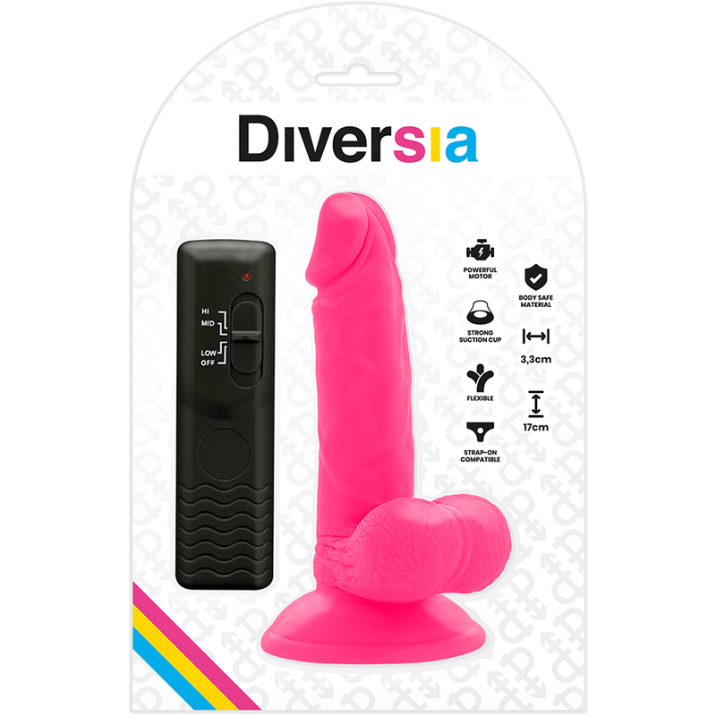 DIVERSIA Dildo Realistico Flessibile Rosa 17 cm – Esperienza Sensoriale Unica con Vibrazione