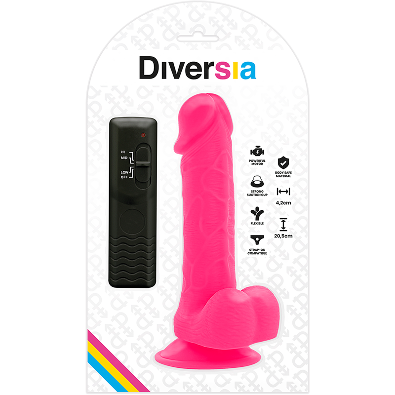 DIVERSIA Dildo realistico flessibile rosa – Design ergonomico con vibrazione per il piacere personale