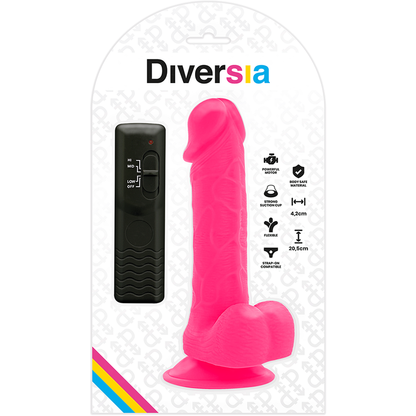 DIVERSIA Dildo realistico flessibile rosa – Design ergonomico con vibrazione per il piacere personale
