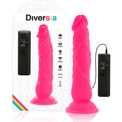 Diversia Dildo Realístico Flexible Rosa 21 Cm – Diseño Ergonómico Con Vibración Para Placer Personal